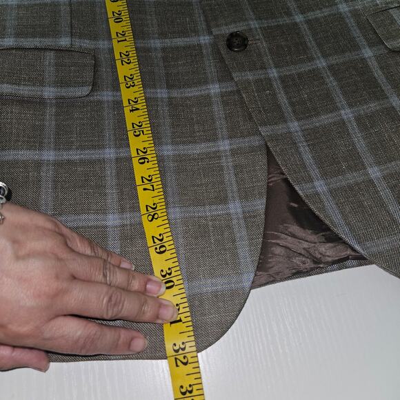 Jos A Bank Men’s Blazer 44R Tan Plaid Wool Silk Linen Sport Coat Traditional Fit - Picture 11 of 11